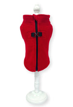 Load image into Gallery viewer, Red Zip Back Fleece Harness Dog Coat Zip Fleece Vest Dog Coat Cara Mia Dogwear 
