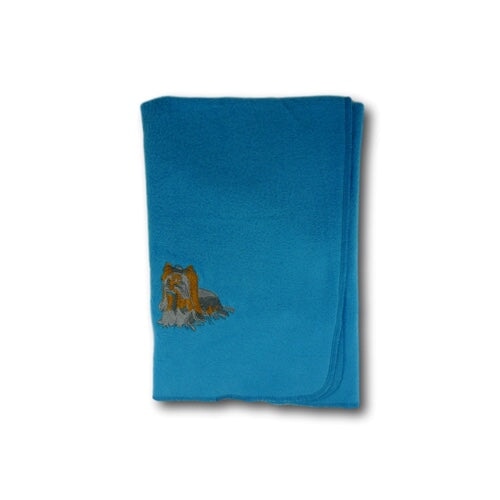 Fleece Dog Blanket with Embroidered Shih-Tzu Dog Blue Dog Blanket Cara Mia Dogwear 