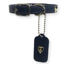 Load image into Gallery viewer, Heart Stud Leather Puppy Collar Purple Dog Collars Cara Mia Dogwear 
