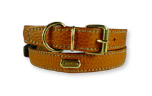 Load image into Gallery viewer, La Cinopelca Designer Leather Dog Collar Orange Dog Collars Cara Mia Dogwear 
