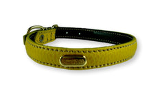 Load image into Gallery viewer, La Cinopelca Designer Leather Dog Collar Yellow Dog Collars Cara Mia Dogwear 
