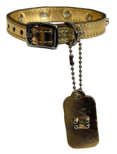 Load image into Gallery viewer, Metallic Leather Bone Puppy Collar Gold Dog Collars Cara Mia Dogwear 
