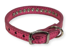 Load image into Gallery viewer, Metallic Leather Rhinestone Puppy Collar Pink Dog Collars Cara Mia Dogwear 

