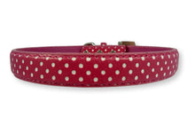 Load image into Gallery viewer, Polka Dot Dog Collar with Heart Charm Pink Dog Collars Cara Mia Dogwear 
