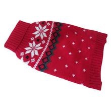 Load image into Gallery viewer, Snowflake with Dots Knitted Dog Jumper Red Sweaters Cara Mia Dogwear 
