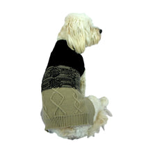 Load image into Gallery viewer, Black and Beige Ombre Cable Knit Dog Sweater Sweaters Cara Mia Dogwear 
