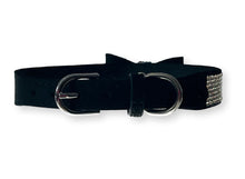 Load image into Gallery viewer, Black Suede Diamante Bow Rhinestone Dog Collar Dog Collars Cara Mia Dogwear 
