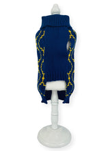 Load image into Gallery viewer, Blue and Yellow Roman Knit Dog Sweater Sweaters Cara Mia Dogwear 
