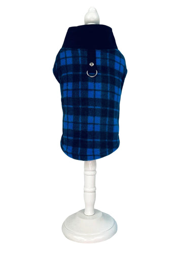 Blue Lightweight Flannel Dog Vest CaraMiaDogwear 