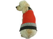 Load image into Gallery viewer, Orange and Grey Roman Knit Dog Sweater Sweaters Cara Mia Dogwear 

