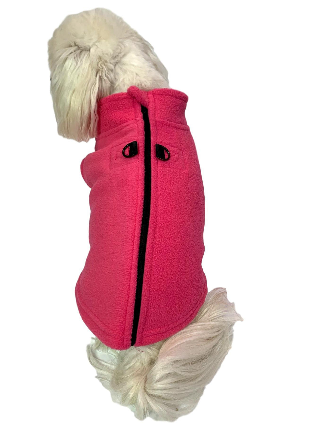 Pink Zip Back Fleece Harness Dog Coat Zip Fleece Vest Dog Coat Cara Mia Dogwear Small Pink 
