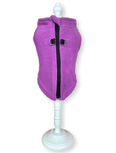 Load image into Gallery viewer, Purple Zip Back Fleece Harness Dog Coat Zip Fleece Vest Dog Coat Cara Mia Dogwear 
