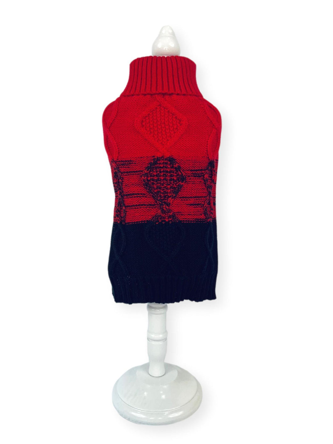 Red and Black Ombre Cable Knit Dog Sweater Sweaters Cara Mia Dogwear 