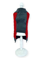 Load image into Gallery viewer, Red and Grey Pocket Back Knitted Dog Sweater Sweaters Cara Mia Dogwear 
