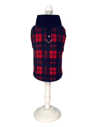 Red Lightweight Flannel Dog Vest CaraMiaDogwear 